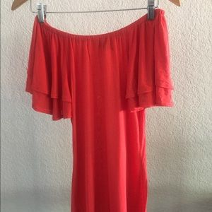 Off the shoulder red top