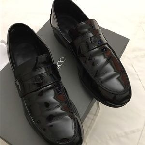 Jimmy Choo Darblay Black Patent Leather Loafers.
