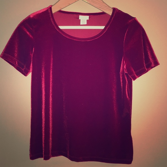 Red Velour Shirt with Stretch