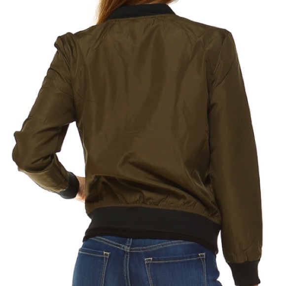 Olive Basic Bomber Jacket 🕶 - Picture 3 of 4