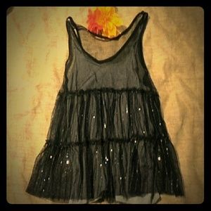 American Eagle Outfitters black gray sheer tank to