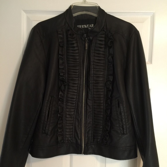 Cute faux black leather jacket