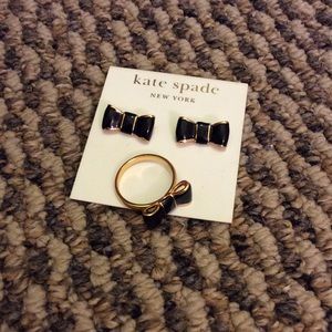 Kate spade ring and earring bow set