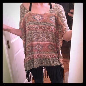 aztec pattern poncho/ never worn!