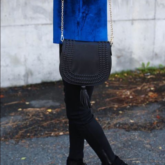 Brand new black Vegan saddle crossbody bag