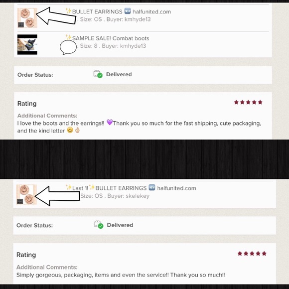 ❤️⭐️⭐️⭐⭐️️⭐Last 1!BULLET EARRINGS 🆕halfunited.com - Picture 4 of 4