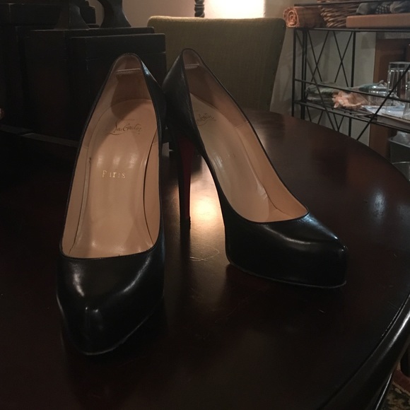 Black napa leather heels