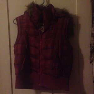Route 66 Maroon and brown vest with fur