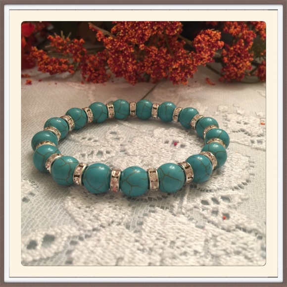 Turquoise and Christal Bracelet. - Picture 3 of 3
