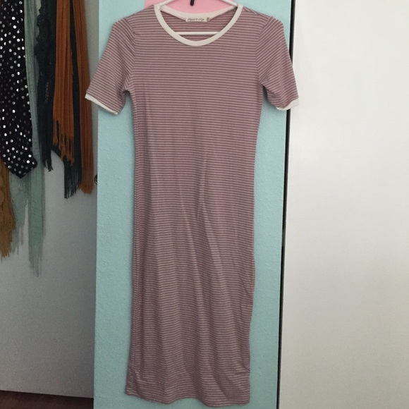 Long body con dress. Mauve and white stripes - Picture 1 of 1