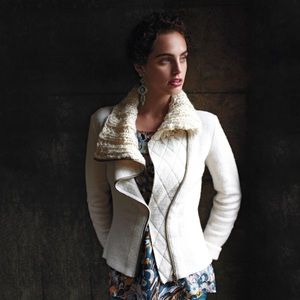 Anthropologie Zip-Up Moto Sweatercoat
