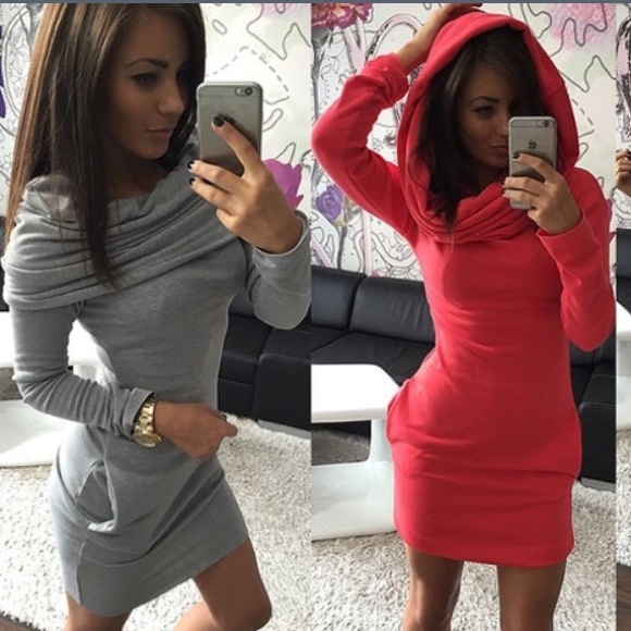 Women's hooded hoodie dress
