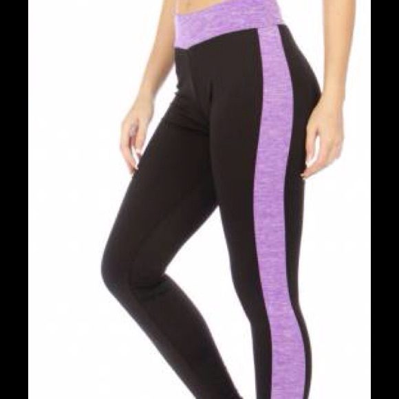 Bamboo Black & purple accent color athletic pants - Picture 2 of 2