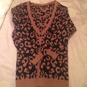 Forever 21 Leopard Cardigan with Studded Shoulders