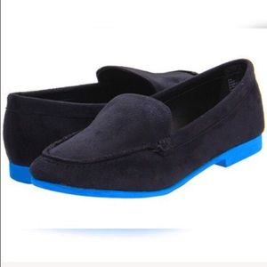 MADDEN GIRL black suede loafers w/blue sole | Sz 8