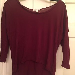 hi-low burgundy quarter length shirt