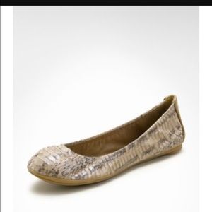 Tory Butch Eddie Python Flat in Clay