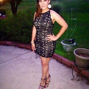 Black Lace Scallop Dress