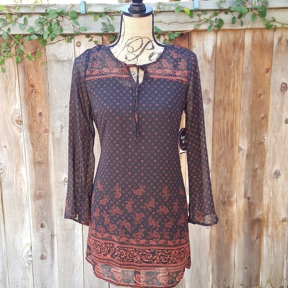 Brass Orange and Black flowy dress