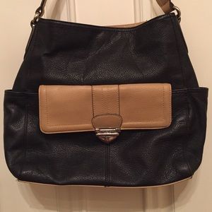 Tignanello Black and Tan leather bag