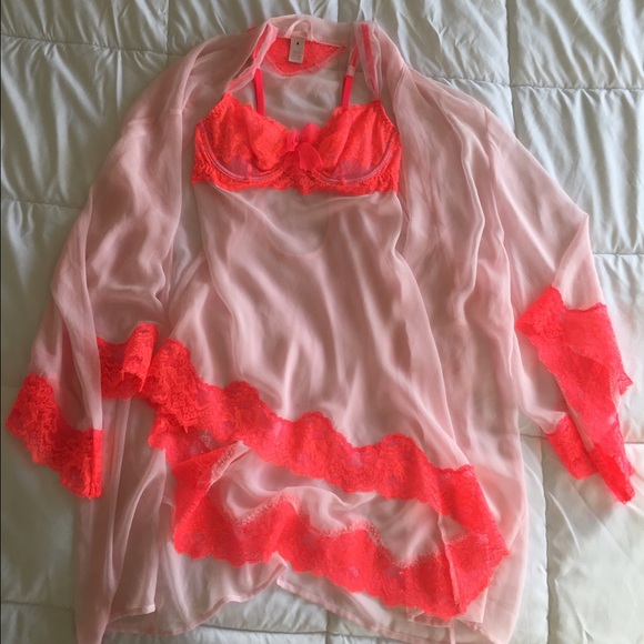 Sheer robe and lingerie, Victoria's Secret