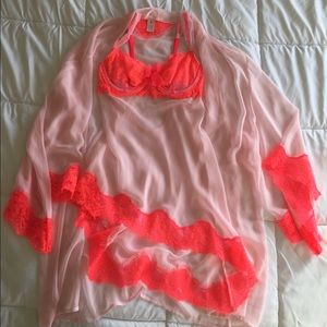 Sheer robe and lingerie, Victoria's Secret