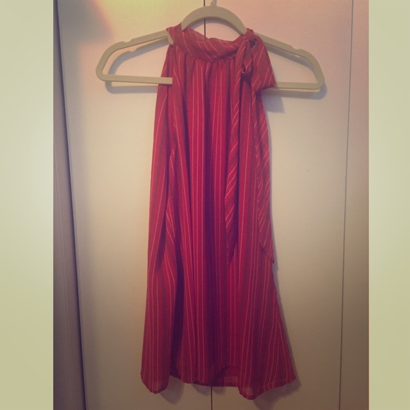 Red print chiffon top