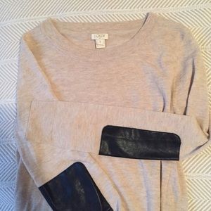 Jcrew Tan Sweater with Elbow Patches