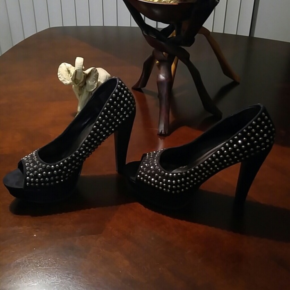 Black studded Peep toe
