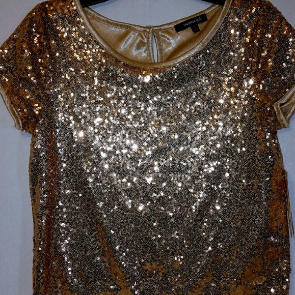Takara girls medium gold sequin blouse. Size M
