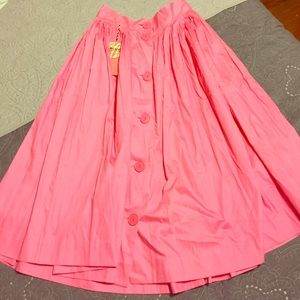 Vintage 50s high waist pink pleated circle skirt