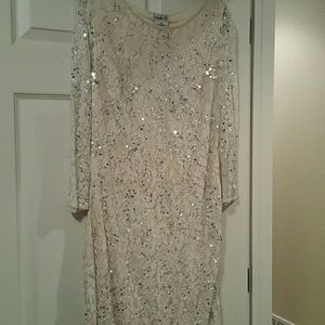 NWT Beautiful cream sequin and lace cocktail dress