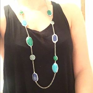 Premier Designs Blue/Green Long Statement Necklace