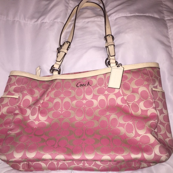 Pink and Ivory Coach Handbag
