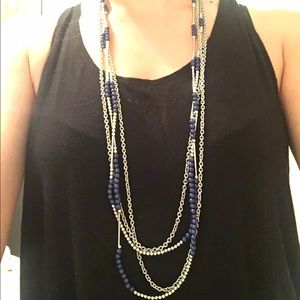 Premier Designs Blue and Silver Long Necklace