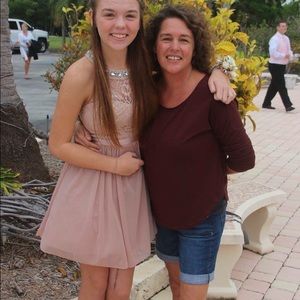 Pink lace homecoming dress