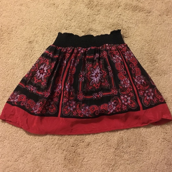 Black and red paisley skirt