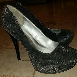 Black and Silver High Heels