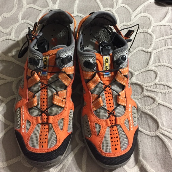 Orange and Gray Salomon Hiking Shoes