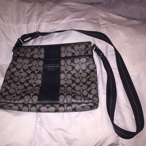 Black and grey Coach business/laptop/school bag