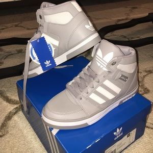 Grey adidas hightop sneakers