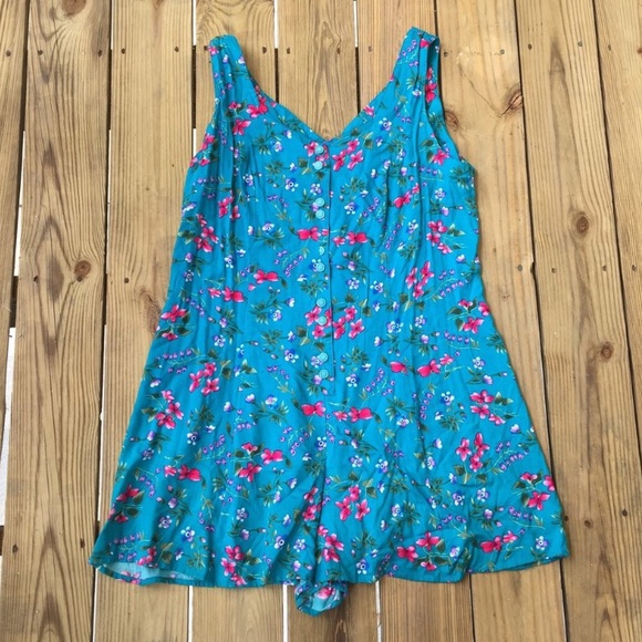 Vintage Floral Button-Up Jumper/Romper
