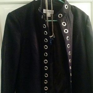 Navy blue edgy riveted career jacket blazer