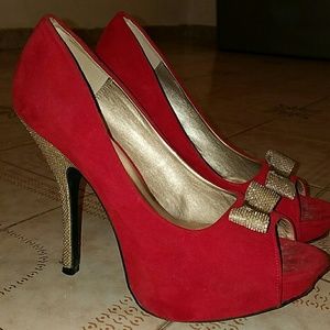 Sexy Red & Gold High Heels