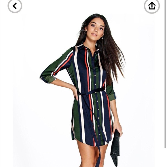 Boohoo striped shirt dress