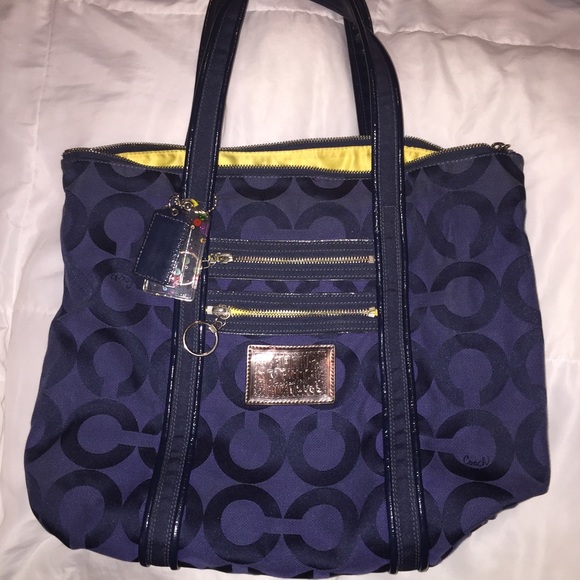 Navy Blue Poppy Style Coach Purse