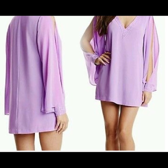 Guess by Marciano purple dress with slit sleeves