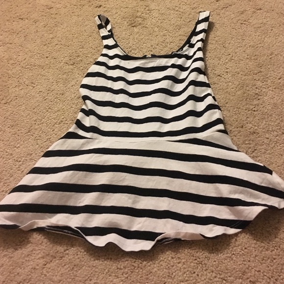 Black and white striped peplum top