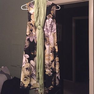 Black and Green Dress with Scarf