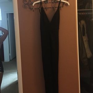 Long black pants romper